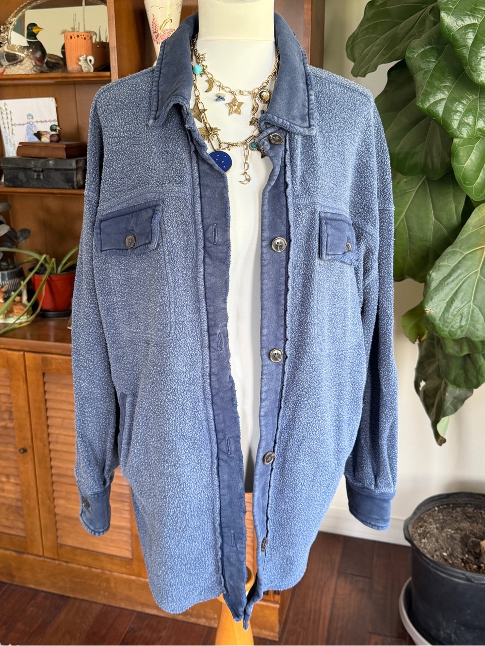 Free People Navy Ruby Shacket Shirt Jacket S - Picture 2 of 14